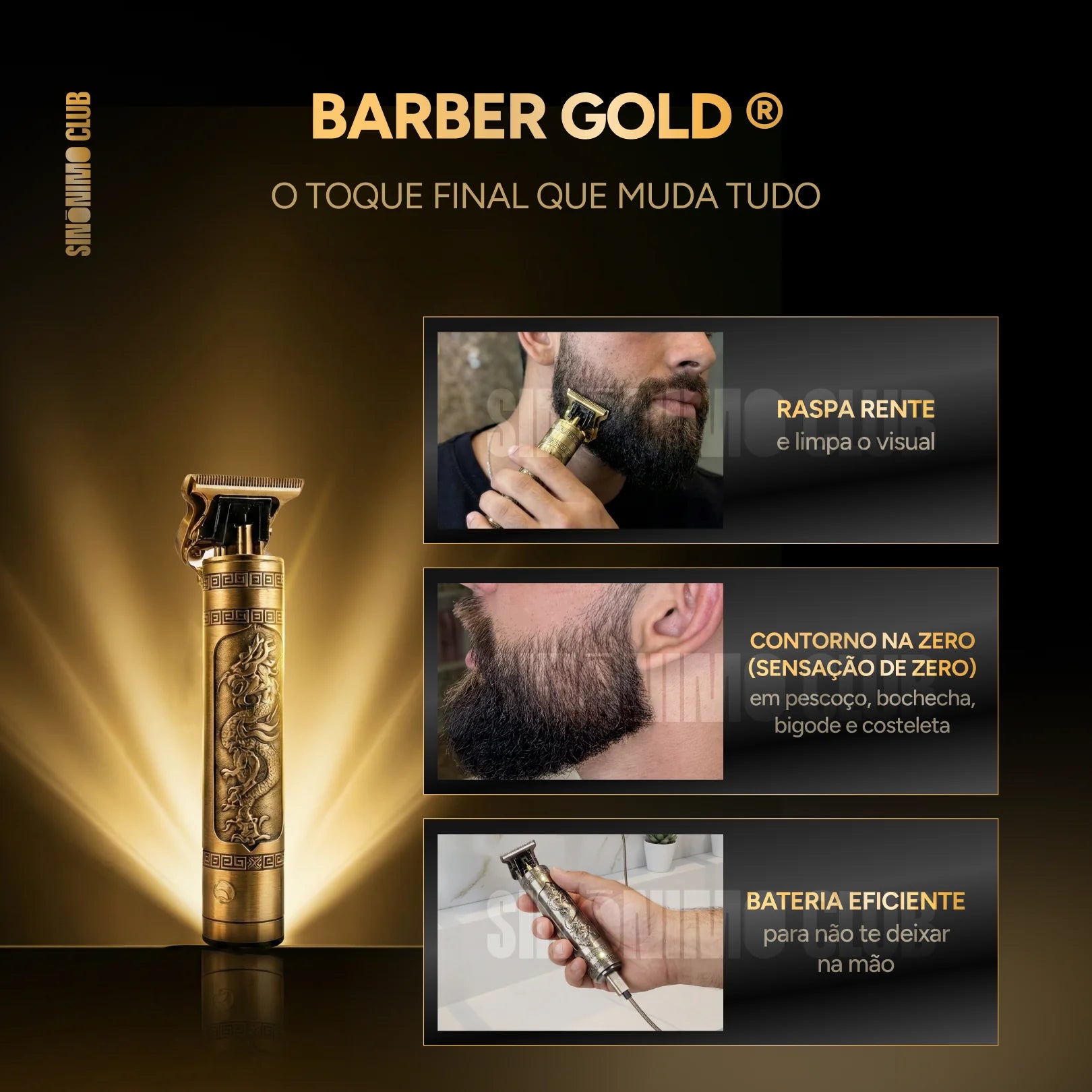 KIT ALPHA:  Pente Térmico Profissional® + Máquina de Acabamento - Barber Gold®