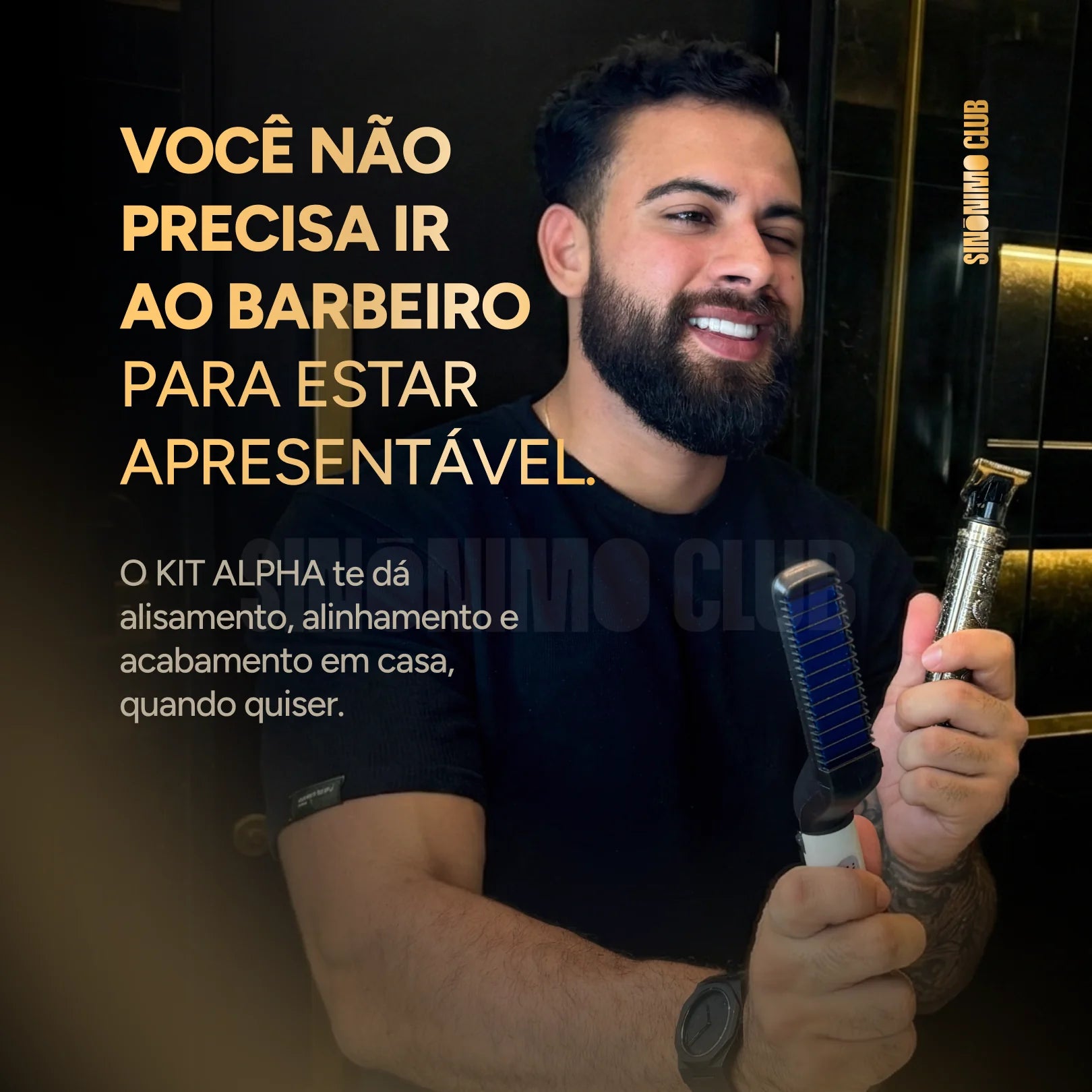 KIT ALPHA:  Pente Térmico Profissional® + Máquina de Acabamento - Barber Gold®