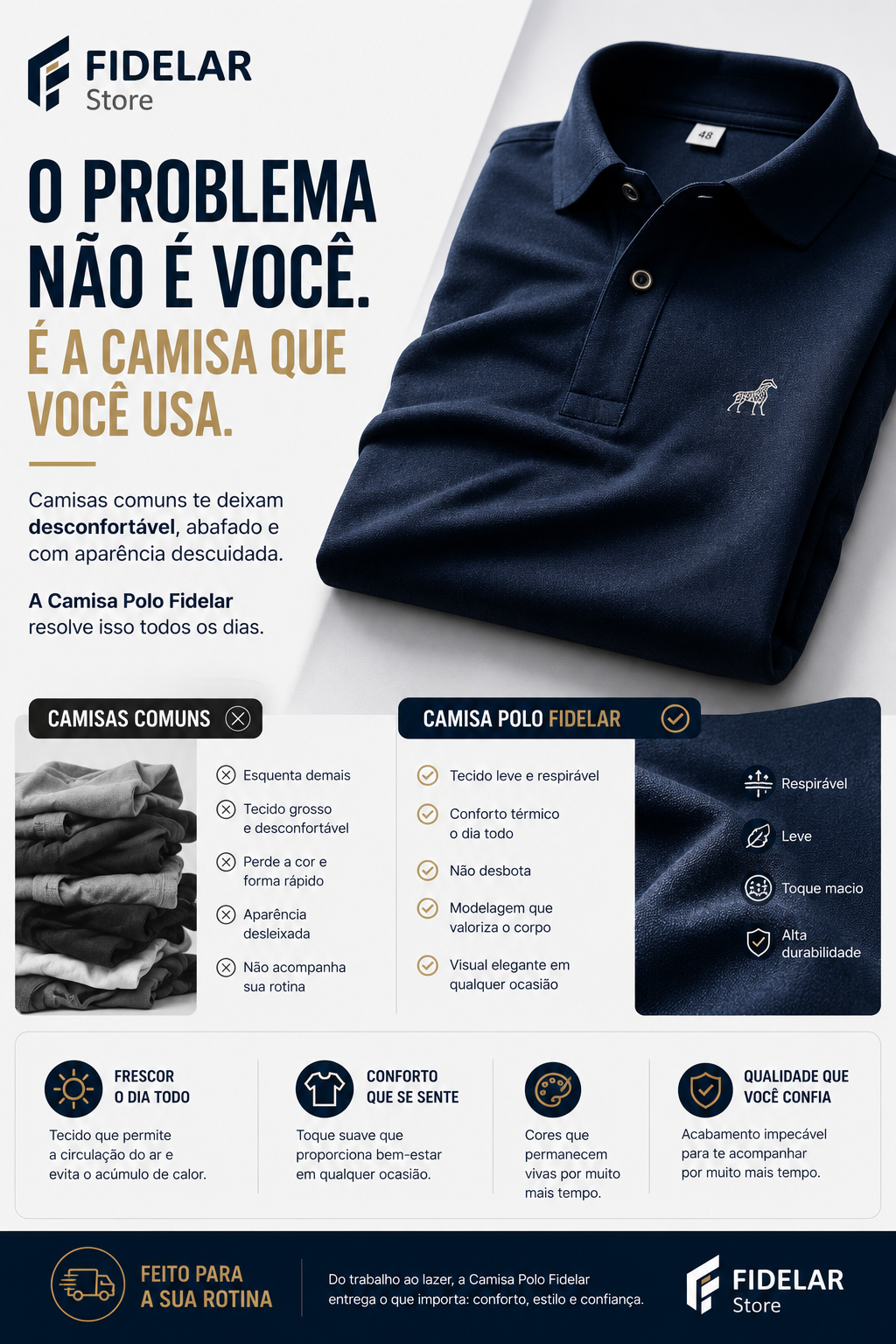 Camisa Polo Fid Club em Seda Gelada