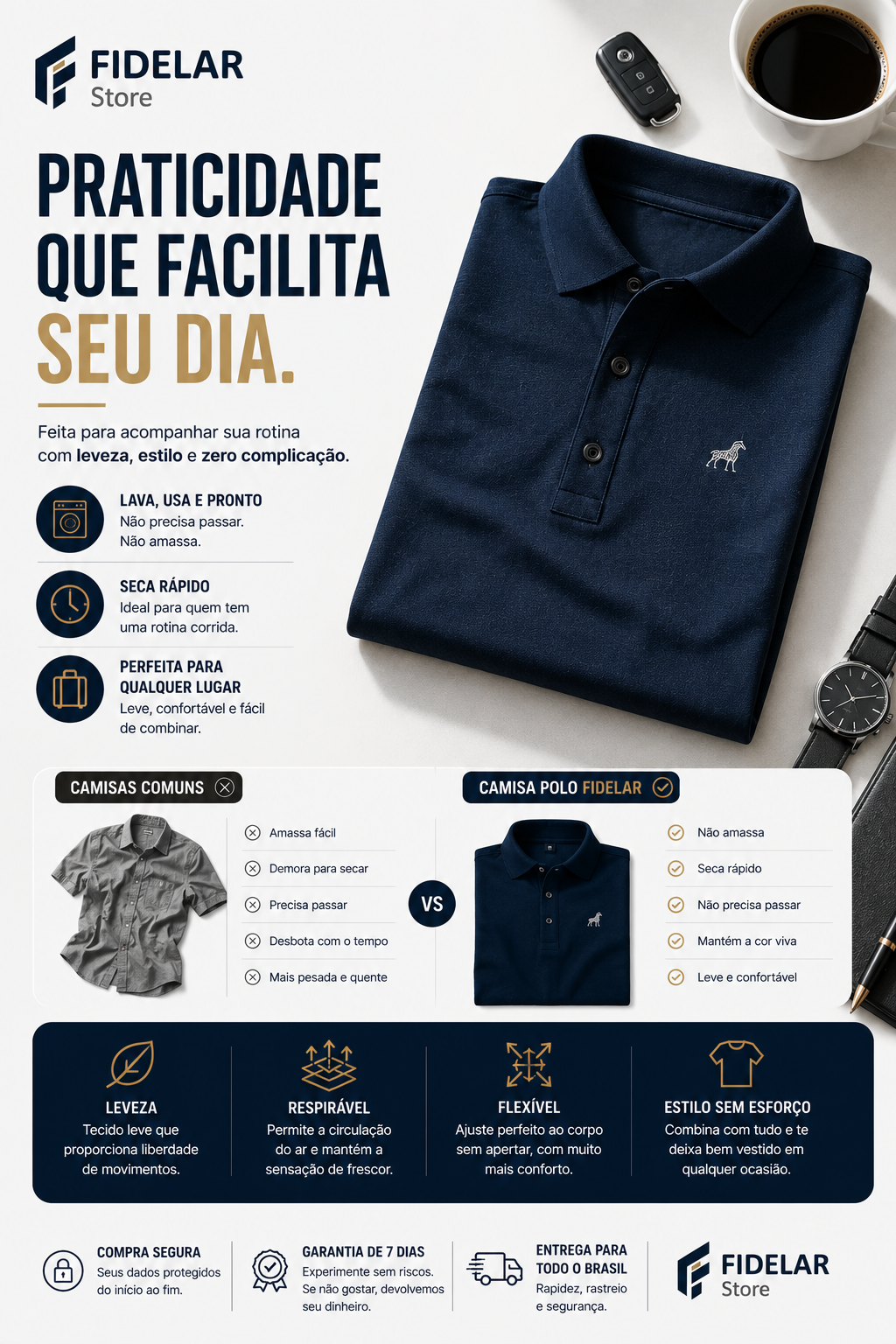 Camisa Polo Fid Club em Seda Gelada