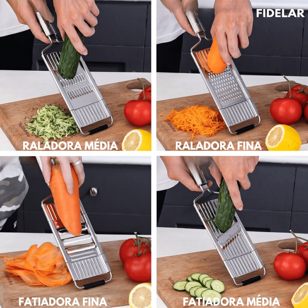 RalaFID™ - Ralador Multiuso Em Aço Inox + 4 Lâminas + Brinde Exclusivo