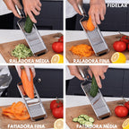 RalaFID™ - Ralador Multiuso Em Aço Inox + 4 Lâminas + Brinde Exclusivo
