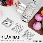 RalaFID™ - Ralador Multiuso Em Aço Inox + 4 Lâminas + Brinde Exclusivo