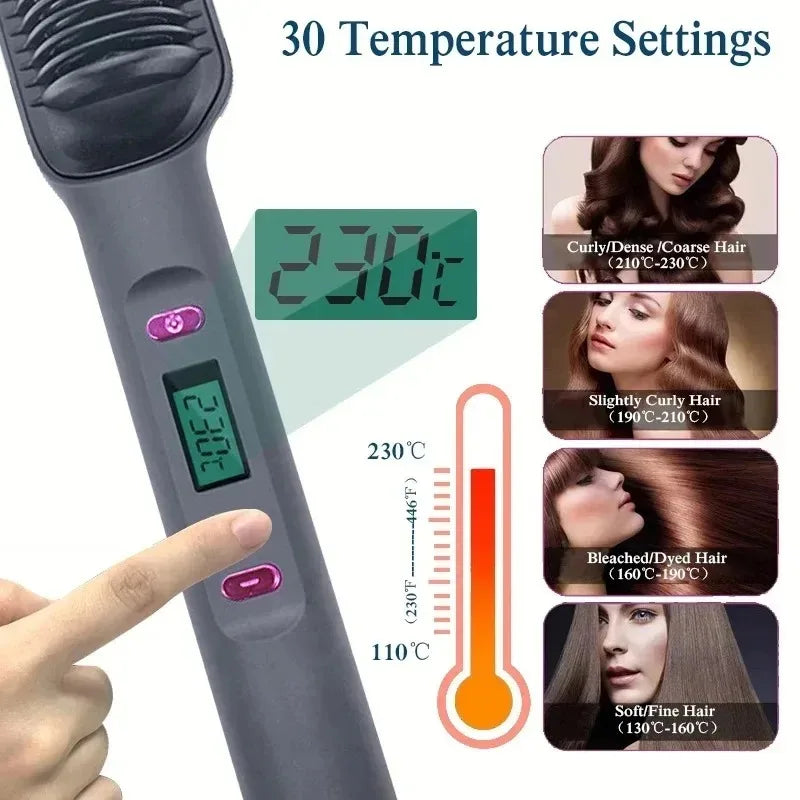 Alisador de cabelo escova aquecimento pente quente alisador de cabelo elétrico alisamento encaracolado multifuncional escova de ferro pente modelador
