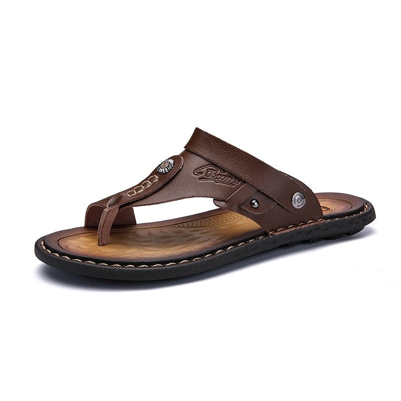 Sandália Masculina de Couro Genuíno