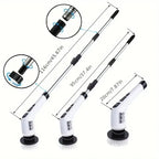 1 Conjunto, Escova de Limpeza Elétrica, Escova Rotativa Elétrica Sem Fio, 7 Cabeças de Escova e Cabo Extensível Ajustável, Escova de Limpeza para Banheiro, Ferramentas de Limpeza Doméstica