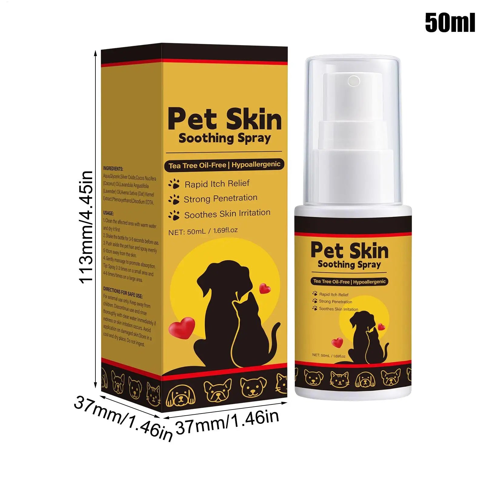 Spray para alívio de coceira para animais de estimação - Condicionador calmante de pele para gatos, spray para gatos de 50ml para aliciamento, hidratação e cuidados com feridas