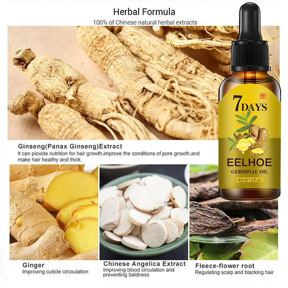 Soro de crescimento capilar, óleo essencial de crescimento rápido, cuidados com o cabelo, 10/20/40ml, recrescimento denso, gengibre, promovendo a regeneração