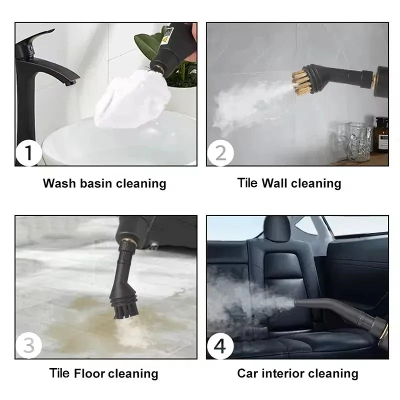 Limpador a vapor portátil portátil, máquina de limpeza a vapor pressurizada de alta temperatura com cabeças de escova para cozinha e carro