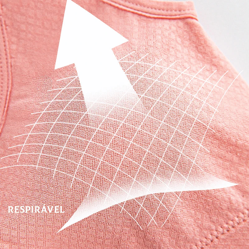 2 Peças，Sutiã sem emenda com alças largas，Camisa esportiva feminina，Respirável, Confortável，Roupa íntima