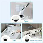 1 Conjunto, Escova de Limpeza Elétrica, Escova Rotativa Elétrica Sem Fio, 7 Cabeças de Escova e Cabo Extensível Ajustável, Escova de Limpeza para Banheiro, Ferramentas de Limpeza Doméstica