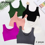 2 Peças，Sutiã sem emenda com alças largas，Camisa esportiva feminina，Respirável, Confortável，Roupa íntima