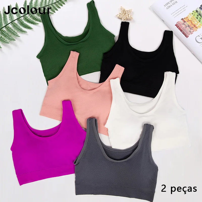 2 Peças，Sutiã sem emenda com alças largas，Camisa esportiva feminina，Respirável, Confortável，Roupa íntima