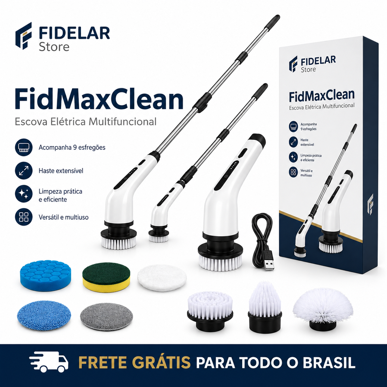 Clean MaxPro - Escova Elétrica 9 em 1 Para Limpeza Profunda (+Brindes Grátis)