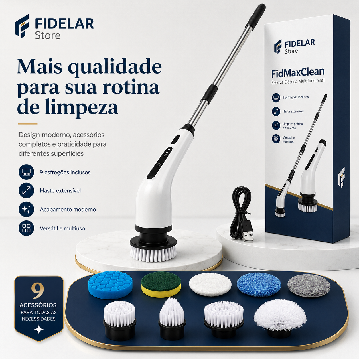 Clean MaxPro - Escova Elétrica 9 em 1 Para Limpeza Profunda (+Brindes Grátis)
