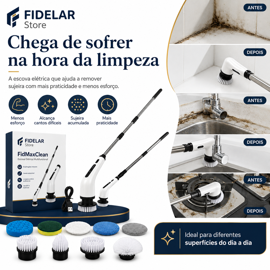 Clean MaxPro - Escova Elétrica 9 em 1 Para Limpeza Profunda (+Brindes Grátis)