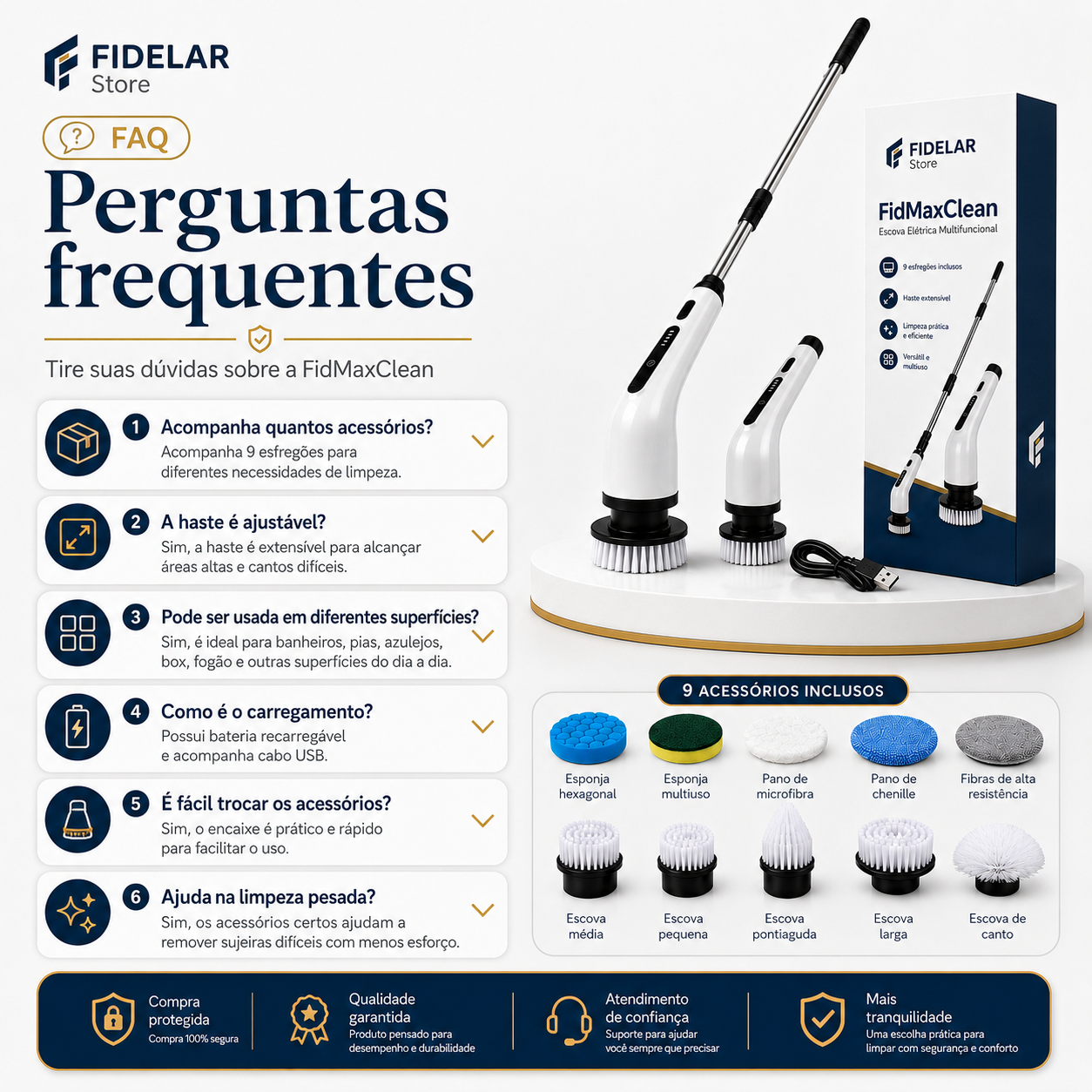 Clean MaxPro - Escova Elétrica 9 em 1 Para Limpeza Profunda (+Brindes Grátis)