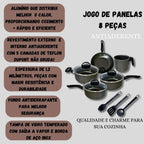 Jogo de Panelas 8 Peças Antiaderente Com Tampa Vidro