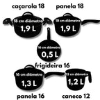 Jogo de Panelas 8 Peças Antiaderente Com Tampa Vidro