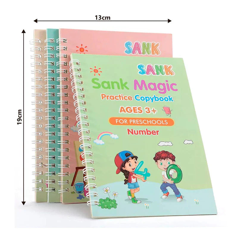 Kit x 4 Livros de Caligrafia com Tinta Mágica Reutilizável